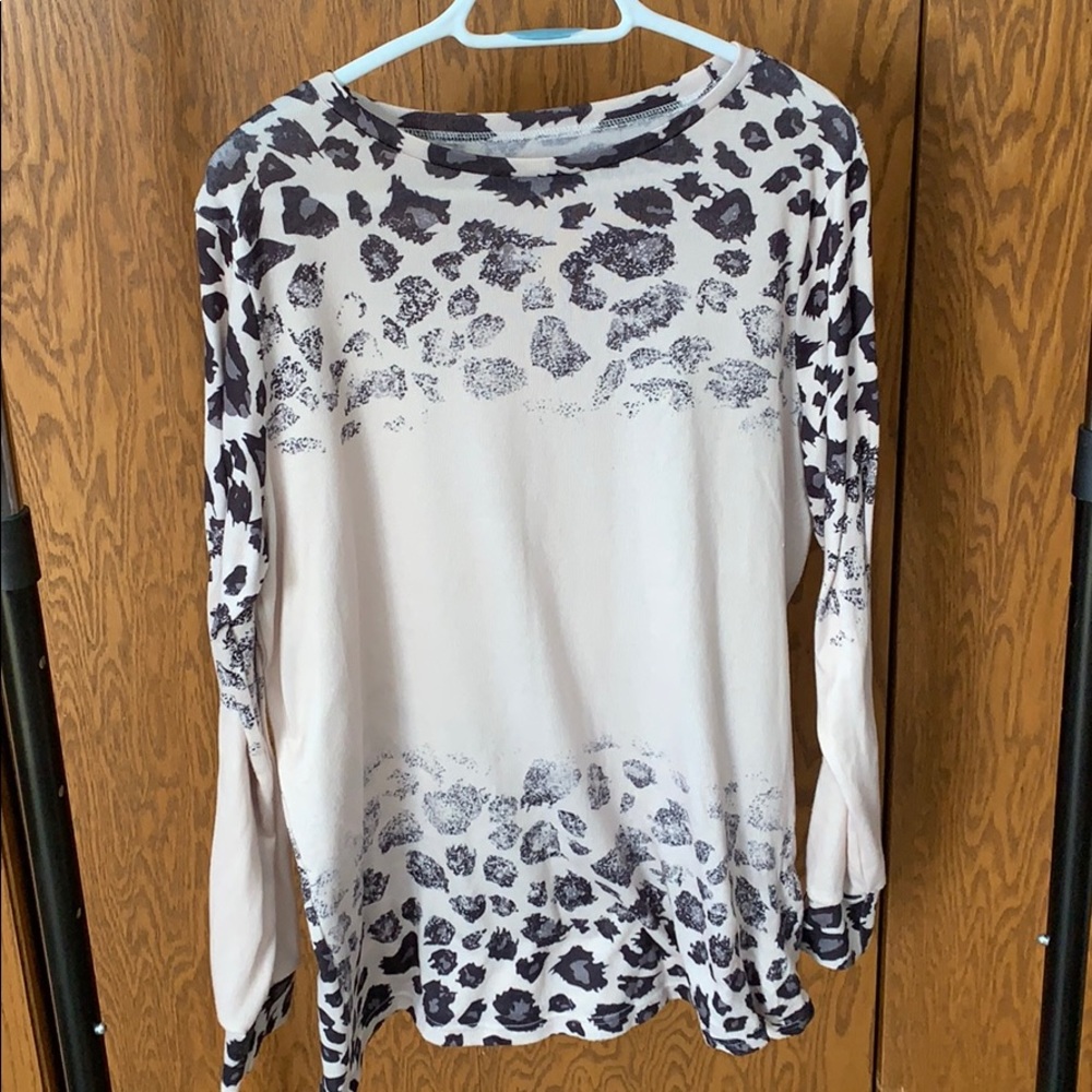 Leopard print long sleeve crew neck